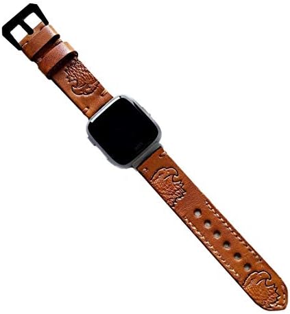 Cabeça de águia em relevo Nickston parecendo direita banda de couro genuína compatível com fitbit versa 3 e smart smartwatch