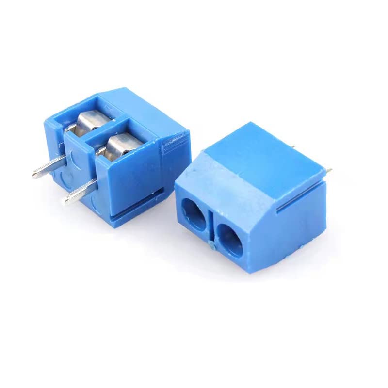 Conectores de bloco de parafuso de monte de montagem em 2 pinos, pitch de 5 mm ， 10pcs kf301-5.0 pés planos de chão - azul