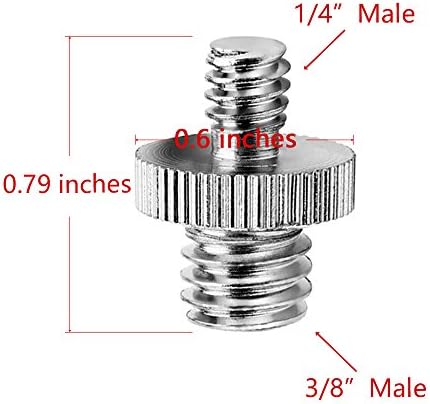 Anwenk padrão 1/4 -20 masculino a 3/8 -16 Male parafuso de parafuso de rosca macho Adaptador de tripé Conversor, 1/4 a 3/8