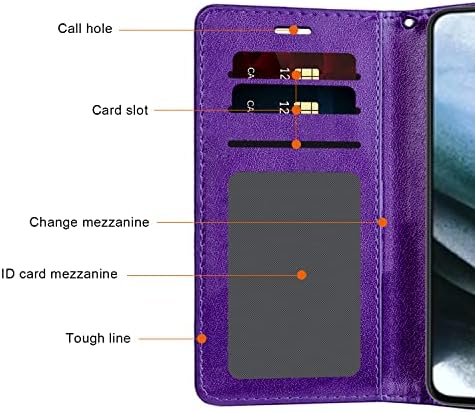 Cabras de carteira com alça de mão para Samsung Galaxy S21 Fe 5G, Samsung S21 Fe 5g Case PU CLIP DE CLIP DE CLIP TAPE CASE