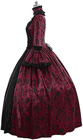 Vestidos de balanço para mulheres vestido de gola alta medieval Turtleneck renda maxi vestido de halloween vestido gótico
