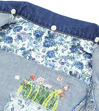 Jaqueta Jeans do Espaço de Kidscool, roupas jeans bordadas de flores