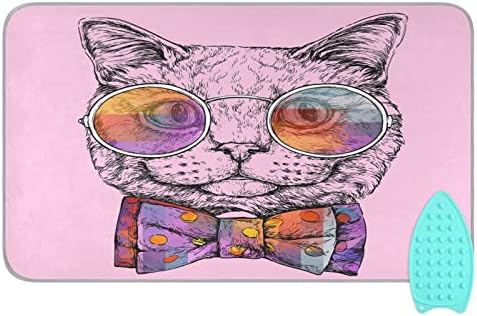 MCHIVER Retrato de gato rosa Tapete de ferro portátil Tampa de ferro portátil e cobertor de ferro resistente a Pad Scorch para