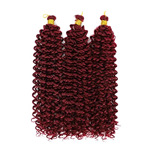 Aliabsion Borgonha Red Curly Crochet Hair Extensions for Women 3pcs 14 polegadas Marlybob Crochet Sixidir Cabelo 100g/PC onda de água macia