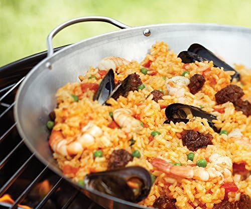 Pan de Paella de aço inoxidável, 16,5 x 14 x 2 polegadas, metálico