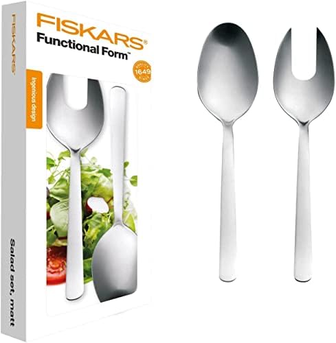 Fiskars 1002960 Formulário funcional de salada em Mat-Silver 2 peças, 30 x 20 x 10 cm, fosco
