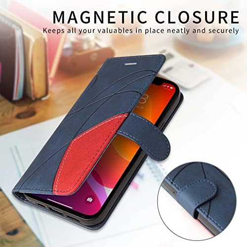 Caso Koahs para o iPhone 14/14 Plus/14 Pro/14 Pro Max, 3 suporte para suporte para cartas, capa de protetor de proteção magnética de couro TPU à prova de choque PU PU, azul, 14 mais 6,7 ''