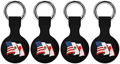 Caso de silicone impresso na bandeira mexicana do Canadá mexicano para airtags com o chaveiro de barracia de tag