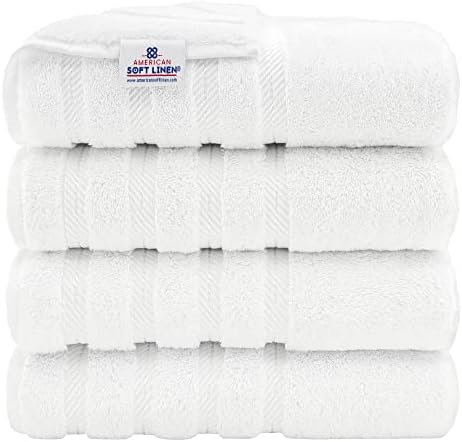 American macio de linho de 4 peças, toalhas de banho, toalhas de banheiro de algodão turco para banheiro, 27x54 em toalhas de banheiro