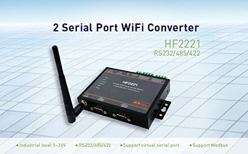 HF2221 2 Portas Wi-Fi Serial Disposition Server RS232/RS422/RS485 para Ethernet/Wi-Fi Servidor serial