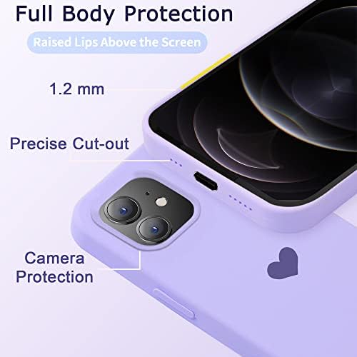 Yikuso Compatível com iPhone 12 Caso fofo para mulheres grils e iPhone 12 Pro Case Case Líquido de Silicone Gel Rubber Phone, com capa de 6,1 polegadas de corpo macio de microfibra macia de corpo inteiro