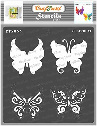 Estênceis de borboleta em camadas Craftreat para pintar em madeira, telas, papel, tecido, piso, parede e ladrilhos - borboletas -