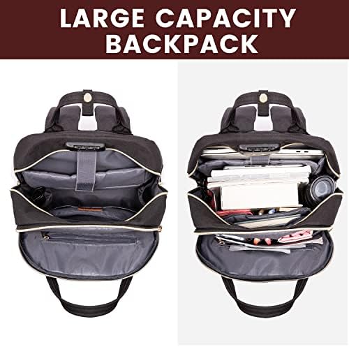 Backpack Backpack Purse for Women, Moda Travel Work Anti-Bout com trava, Mochila de laptop de 17 polegadas, mochilas