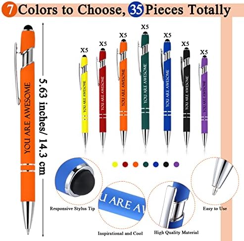 35 peças caneta esferográfica com caneta caneta de caneta de metal caneta citações inspiradas canetas canetas pretas canetas de formatura multicolor