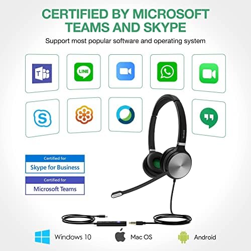 Yealink Teams Certified Telephone Headset Microfone USB-C Wired UH36 Cancelamento de ruído com microfone para laptop