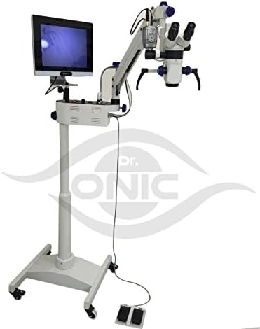 Microscópio cirúrgico de neurocirurgia 3 etapas, tipo de piso, binóculos de 90 °, tela de LED, câmera HD, divisor de feixe Dr.onic