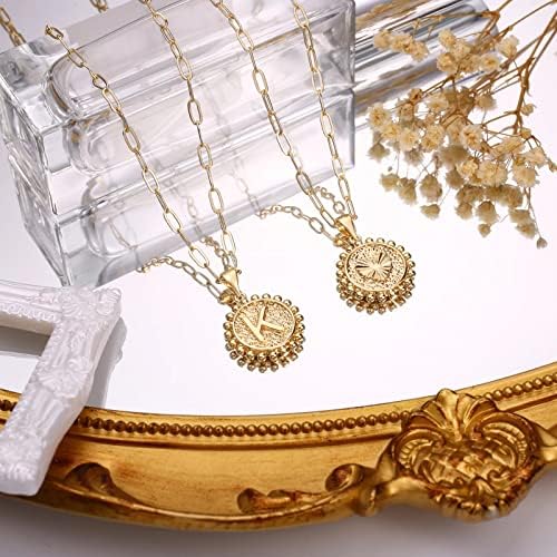 Yoosteel Gold colares iniciais para mulheres meninas, 14k Gold banhado