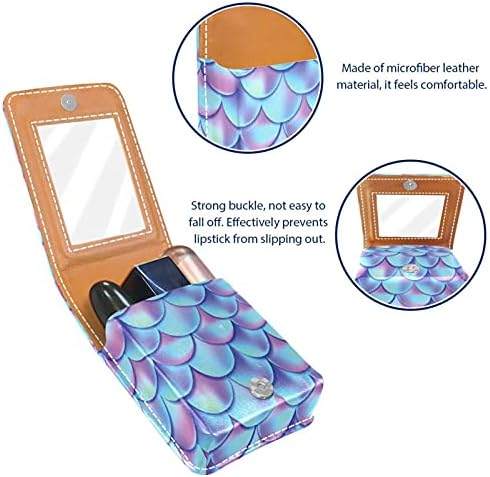 Caixa de batom de maquiagem para o organizador de batom portátil de escala externa da sereia com espelho Mini Makeup Saco