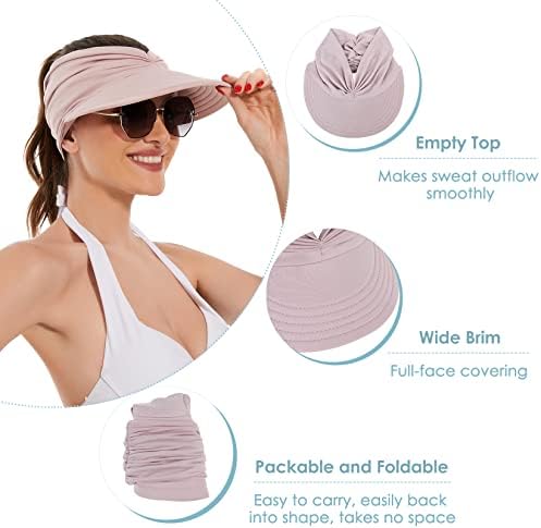 Century Star Sun Hat for Women UV Protection Sun Visor Summer Summer Wide Brim Athletic Beach Golf Cap Hats Womens Pink One Tamanho