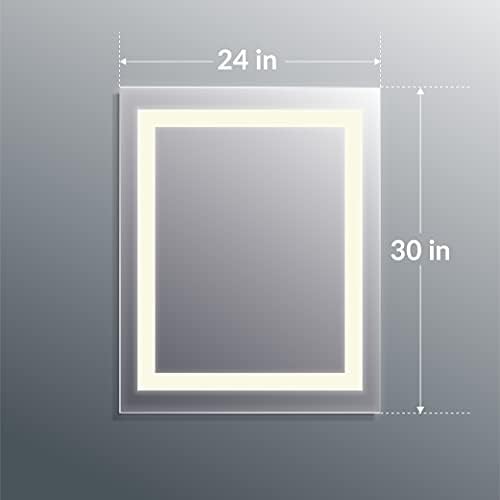Homewerks 100150 24 ”x 30 Espelho de banheiro LED, vaidade horizontal ou vertical de parede anti -nevoeiro, 5000 kelvin, luz de temperatura de cor branca de luz branca brilhante, 24 x30