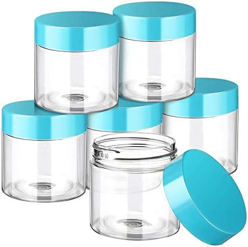 Pacote de 6 embalagem recipiente transparente com tampas pequenos frascos de panela plástica de boca largo redonda de vazamento