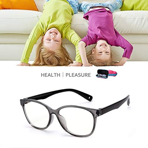 Seeafun azul óculos leves para crianças meninos com estojo de carro fofo, proteção UV400, anti-azul raio de 3 a 12 óculos