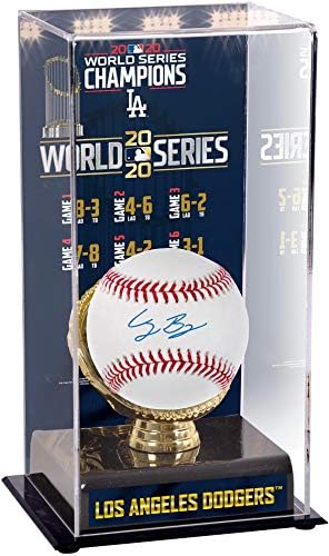 Cody Bellinger Los Angeles Dodgers autografou beisebol e 2020 MLB World Series Campeões Sublimados Exibir estação - Baseballs autografados