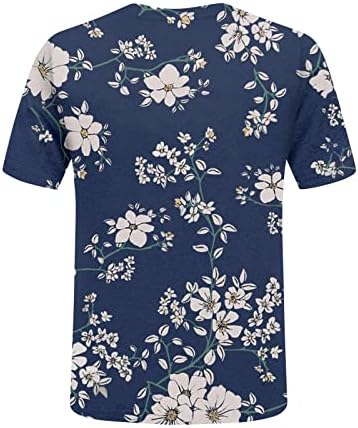 Camise de girassol de verão feminina Graphic gráfico de flores soltas Crew pescoço de manga curta de manga curta tops casuais