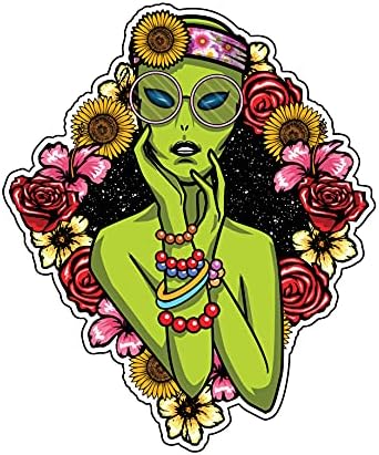 Wickedgoodz Alien Hippy Girl Vinyl Decal