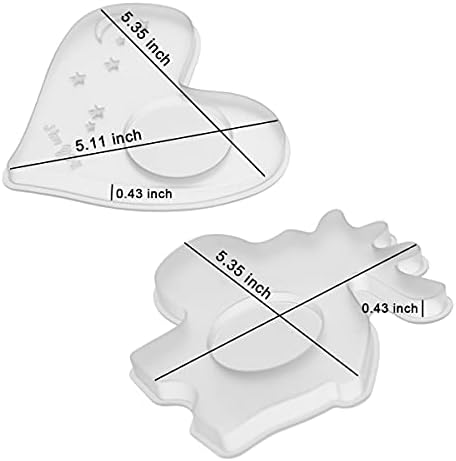 Mofo de resina de montanha -russa de Newinglan 2pcs, Start Heart e Hippo Candlestick reutilizável Durável resina epóxi Silicone