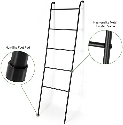 Toalha cobertor escada de metal black metal ladder titular industrial de 5 camadas de parede de escada para banheiro para a sala