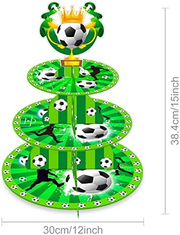 2 PCs Stands de cupcake de futebol - Decoração de festa de futebol 3 Titular de cup do deserto Titular de bolo de bolo para