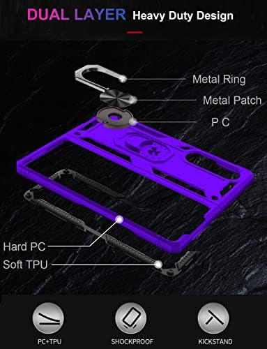 Ikazz Galaxy Z Fold 3 Caso, Samsung Z Fold 3 Capa 3 Caixa de proteção para uso pesado de grau de choque de pisca de proteção de protetor Passe de gota de 16 pés com kickstand magnético para Samsung Galaxy Z Fold 3 Purple