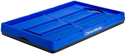 Clevermade 62L Bincos de armazenamento dobráveis ​​- Crates de utilitário dobrável de plástico duráveis, azul royal, 3 pacote