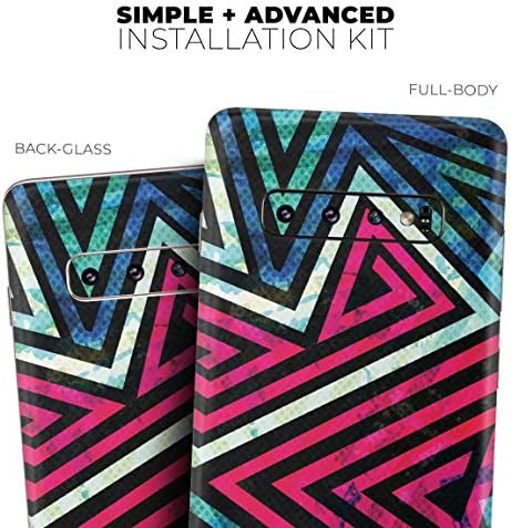 Design Skinz Grungy Neon Triangular Zig Zag Shapes Tampa de embrulho de decalque de vinil compatível com Samsung Galaxy S10 Plus