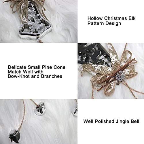 Ornamentos de Natal para os enfeites de árvore de natal definem decoração de festa de glitter de plástico (prata ， 2Bells