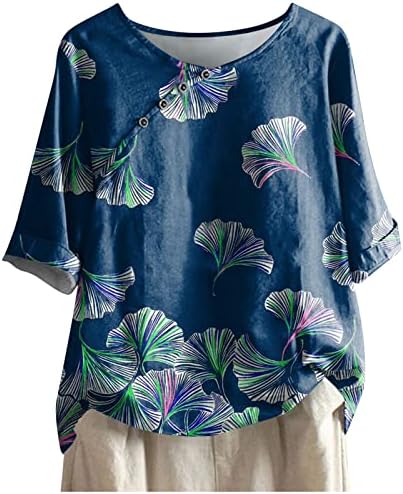 Senhoras 2023 curta 1/2 manga Boat de algodão pescoço flor graphic pente solta tshirt top tshirt para meninas adolescentes