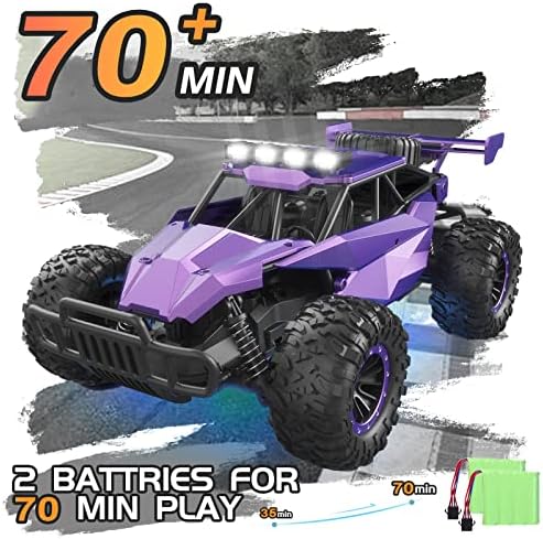 Larvey 2WD 1:16 Escala Purple Remote Control Car, 20 km/h de alta velocidade Meninas de controle remoto Car Vículo com faróis de LED e luzes de chassi, carros RC para meninos e adultos para meninos