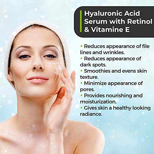 Ácido hialurônico anti -envelhecimento e soro de retinol 2,5% para face com vitamina E para pele oleosa de acne ode a pele