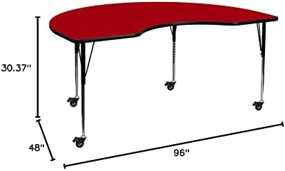 Flash Furniture Mobile 48''W x 96''l Rim Amarelo Térmico Laminado Tabela - Altura padrão Pernas ajustáveis
