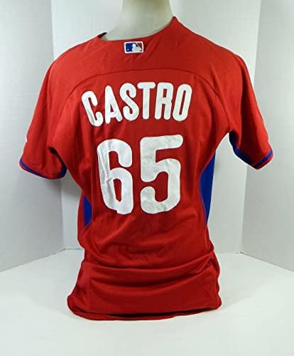 2014-15 Philadelphia Phillies Castro 65 Game usou Red Jersey ST BP 46 591 - Jogo usado MLB Jerseys