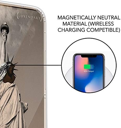 TWD Daryl inspirado em Angel Wings | Pacote Luxendário da série de ar 360: caixa de silicone transparente com design impresso em 3D e pára-choques de almofada de bolso aéreo + vidro temperado para iPhone 8/7 Plus em Clear