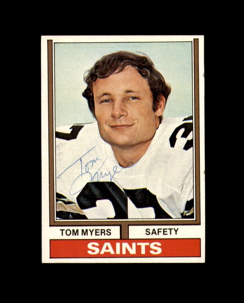 Tom Myers assinou a mão de 1974 Topps New Orleans Saints Autograph