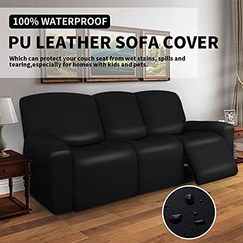 Cascas de sofá-sofá de couro de couro PU fácil, tampas de sofá-de-fino à prova d'água, protetor de móveis de 8 peças, elástico escudo