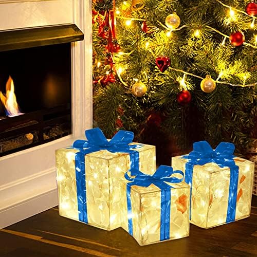 Gnomos Decorações de jardim Solar Christmas Growing Decoration Box Caixa de presente com Bow Christmas Lighting Box Light Light