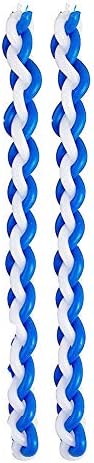 Ner Mitzvah trançada Havdalah Candle - 2 -PACK - Cera de parafina azul e branca redonda - Havdallah Havdallah CANDLA - SHABBA