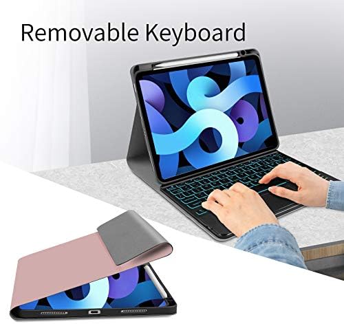 XIWMIX iPad Air 4 Gen 10,9 polegadas 2020 Caso do teclado 7 colorido Touchpad iluminado Litado de retroilumidade sem