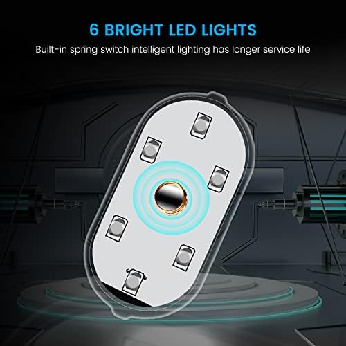 Luzes LED sem fio OUZORP 2PCS para interior do carro - Instalação magnética recarregável e USB - Luzes de LED interiores do carro