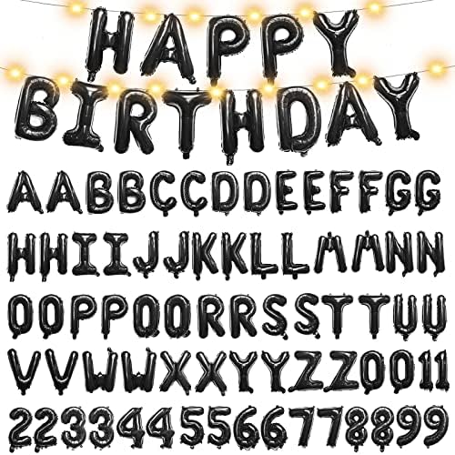 92 PCs Nome personalizado Cartas de balões de feliz aniversário, kit de banner de aniversário personalizado DIY, 2 conjuntos