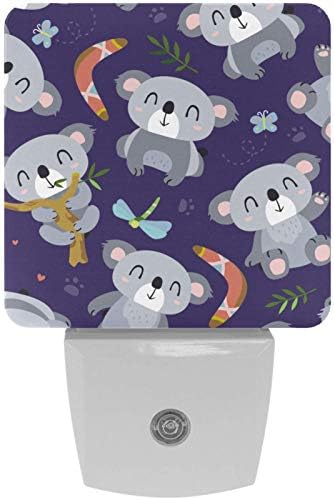 2 Pack estilo desenho animado Koala Pattern Baby Night Light Ideal for Kids Plug-In, Dusk to Dawn Sensor Ideal para Berçário